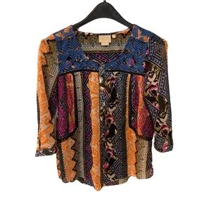 Anthropologie Vanessa Virginia
Bold Print Bohemian Blouse Size 4